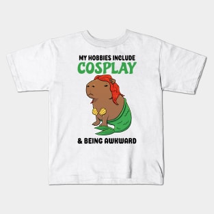 My hobbies include Cosplay and being awkward Capybara Mermaid Kids T-Shirt